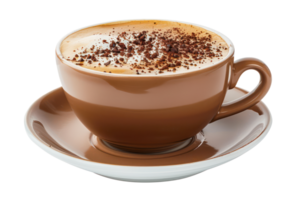 AI generated Creamy cappuccino with chocolate sprinkle on transparent background - stock png. png