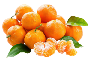 AI generated Fresh oranges with slices and leaves on transparent background - stock png. png