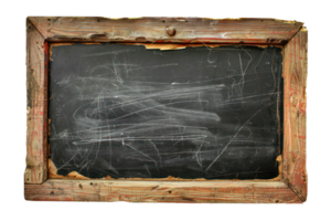 AI generated Rustic vintage chalkboard with weathered wooden frame on transparent background - stock png. png