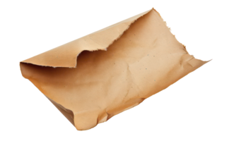 AI generated Aged parchment paper with torn edges and textured background on transparent background - stock png. png