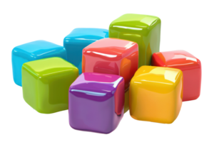 AI generated Colorful toy blocks for children's play on transparent background - stock png. png