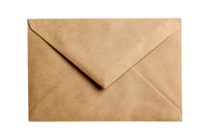 AI generated Brown envelope with textured detail on transparent background - stock png. png