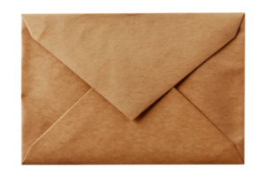 AI generated Brown envelope with textured detail on transparent background - stock png. png