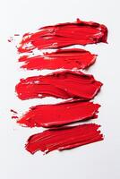 AI generated Vivid Red Paint Strokes on a Pristine White Background photo