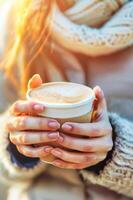 AI generated Woman Holding a Cup of Coffee photo