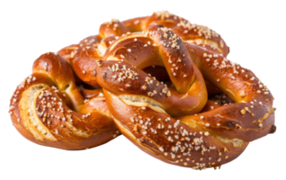 AI generated Salted baked pretzel on transparent background - stock png. png
