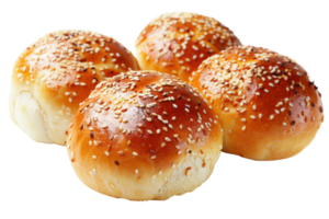 ai gegenereerd gouden gebakken sesam zaad brood broodjes Aan transparant achtergrond - voorraad png. png