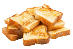 AI generated Crispy golden toast stacked on transparent background - stock png. png