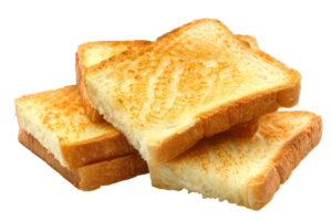 AI generated Crispy golden toast stacked on transparent background - stock png. png