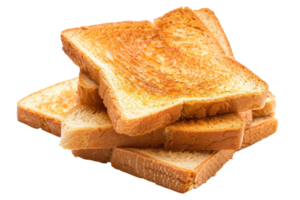 AI generated Crispy golden toast stacked on transparent background - stock png. png