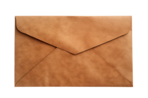 AI generated Brown envelope with textured detail on transparent background - stock png. png