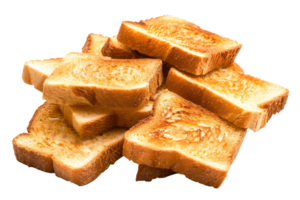 AI generated Crispy golden toast stacked on transparent background - stock png. png