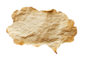 AI generated Aged parchment paper speech bubble with rugged edges and vintage texture on transparent background - stock png. png