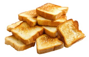 AI generated Crispy golden toast stacked on transparent background - stock png. png