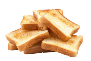 AI generated Stack of golden toasted bread slices on transparent background - stock png. png