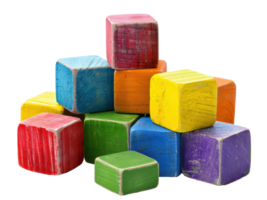 AI generated Colorful toy blocks for children's play on transparent background - stock png. png