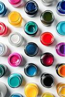 AI generated Vibrant Array of Open Paint Pots photo