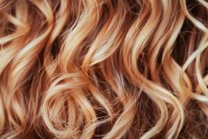 AI generated Close-Up of Luxurious Wavy Blonde Hair With Highlights and Texture photo