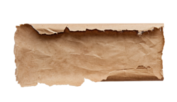 AI generated Aged parchment paper with torn edges and textured background on transparent background - stock png. png