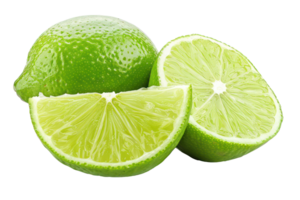 ai généré Frais vert citron vert et tranche pour culinaire utilisation sur transparent Contexte - Stock png. png