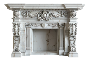 AI generated Vintage stone fireplace on transparent background - stock png. png