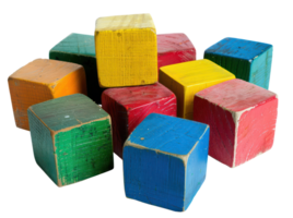 AI generated Colorful toy blocks for children's play on transparent background - stock png. png