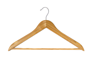 AI generated Classic wooden clothes hanger on transparent background - stock png. png