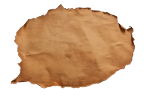 AI generated Aged parchment paper speech bubble with rugged edges and vintage texture on transparent background - stock png. png