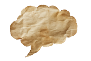 AI generated Aged parchment paper speech bubble with rugged edges and vintage texture on transparent background - stock png. png