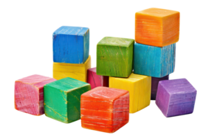 AI generated Colorful toy blocks for children's play on transparent background - stock png. png