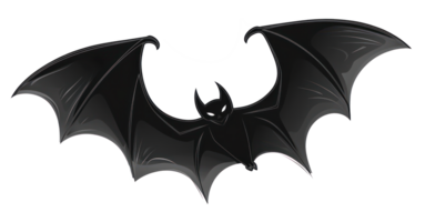 AI generated Stylized black bat silhouette with spread wings on transparent background - stock png. png