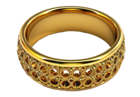 AI generated Ornate gold ring with intricate design on transparent background - stock png. png