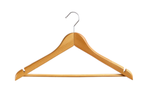 AI generated Classic wooden clothes hanger on transparent background - stock png. png