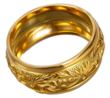 AI generated Ornate gold ring with intricate design on transparent background - stock png. png