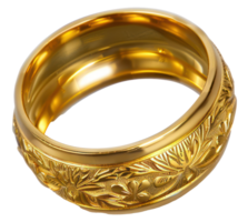 ai généré fleuri or bague avec complexe conception sur transparent Contexte - Stock png. png