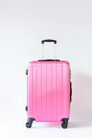 AI generated Bright Pink Suitcase With Extendable Handle Ready for Travel photo