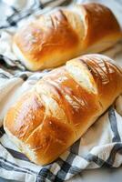 AI generated Freshly Baked Artisan Bread Loaves With Golden Crusts and Flour Dusting photo