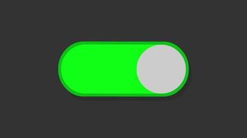 Turn on button animation, visualization of settings switch animated visual interface element red color switch into green color video