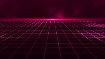 Retro futuristic cyberpunk grid motion background with red glowing neon light beams. This stylish synthwave animation is full HD and a seamless loop. video