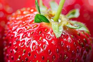 AI generated Close-Up View of Fresh, Ripe Strawberries With Water Droplets photo
