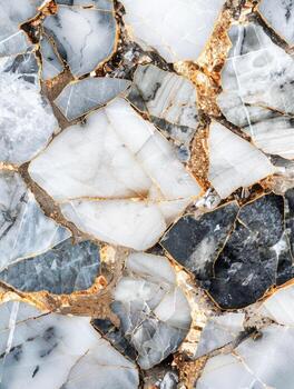 AI generated Close-Up View of a Luxurious Blue Agate Stone With Intricate Gold Veins photo