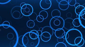 Digital circle shapes move on a blue background. digital technology, Seamless loop video