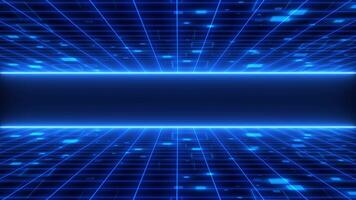 Abstract futuristic cyber world scene, sci-fi mesh or retro grid, glowing technology surface, neon night scene, digital science. 4K animation, seamless loop. video