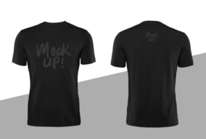 Black blank T-shirt mockup front and back view with isolated on white background psd