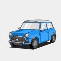 Sticker illustration cartoon of blue car on isolated background vector