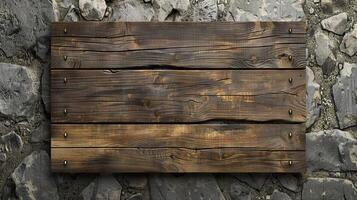 ai generado oblongo decorativo de madera letrero hecho de natural madera y con foto