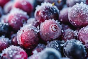 AI generated Closeup of frozen berries photo