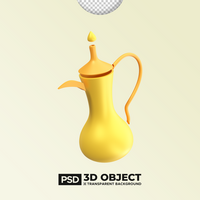 árabe chaleira psd 3d elemento do Ramadã ou Ramadhan ícone. feliz eid Mubarak ilustração