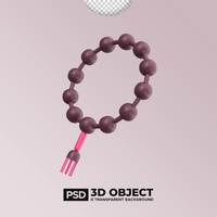 Islamic Prayer Beads PSD 3D Element of Ramadan or Ramadhan Icon. Happy Eid Mubarak Illustration