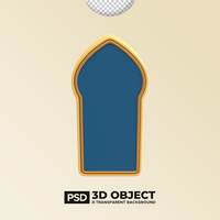 Arabian Ornament Mosque Frame PSD 3D Element of Ramadan or Ramadhan Icon. Happy Eid Mubarak Illustration